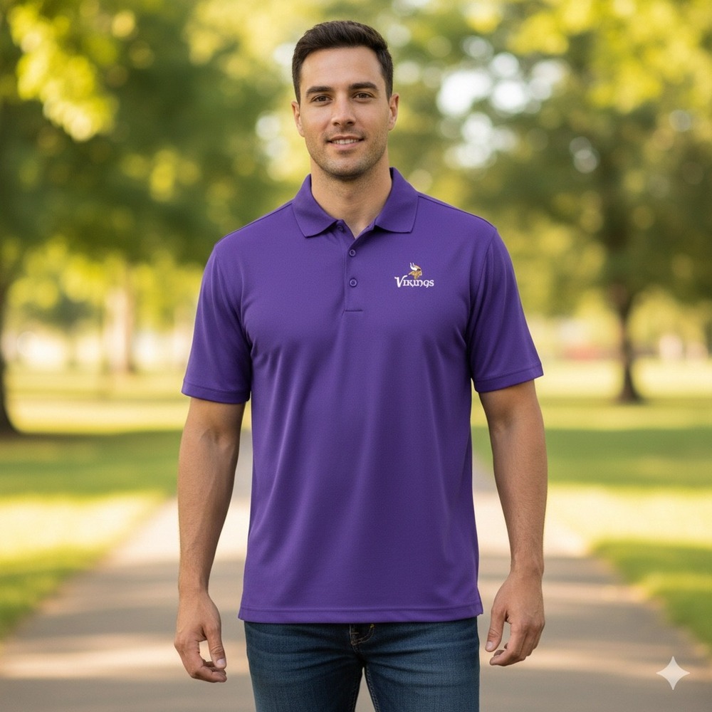 Antigua Minnesota Vikings Mens XXL Purple Polo Shirt Short Sleeve Performance